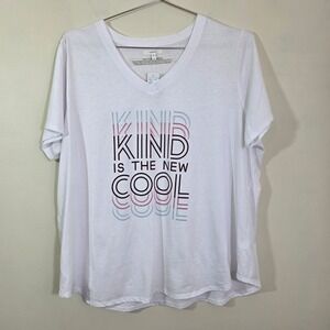 Maurices Womens Shirt Kind Is The New Cool Graphic V-Neck White Tee Plus Size 3X